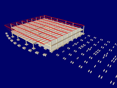 4D simulatie van de opbouw van een winkelcentrum