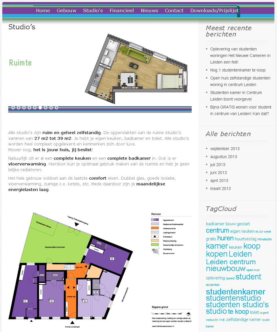 makelaarswebsite hetnieuwecameren koopstudio's Leiden